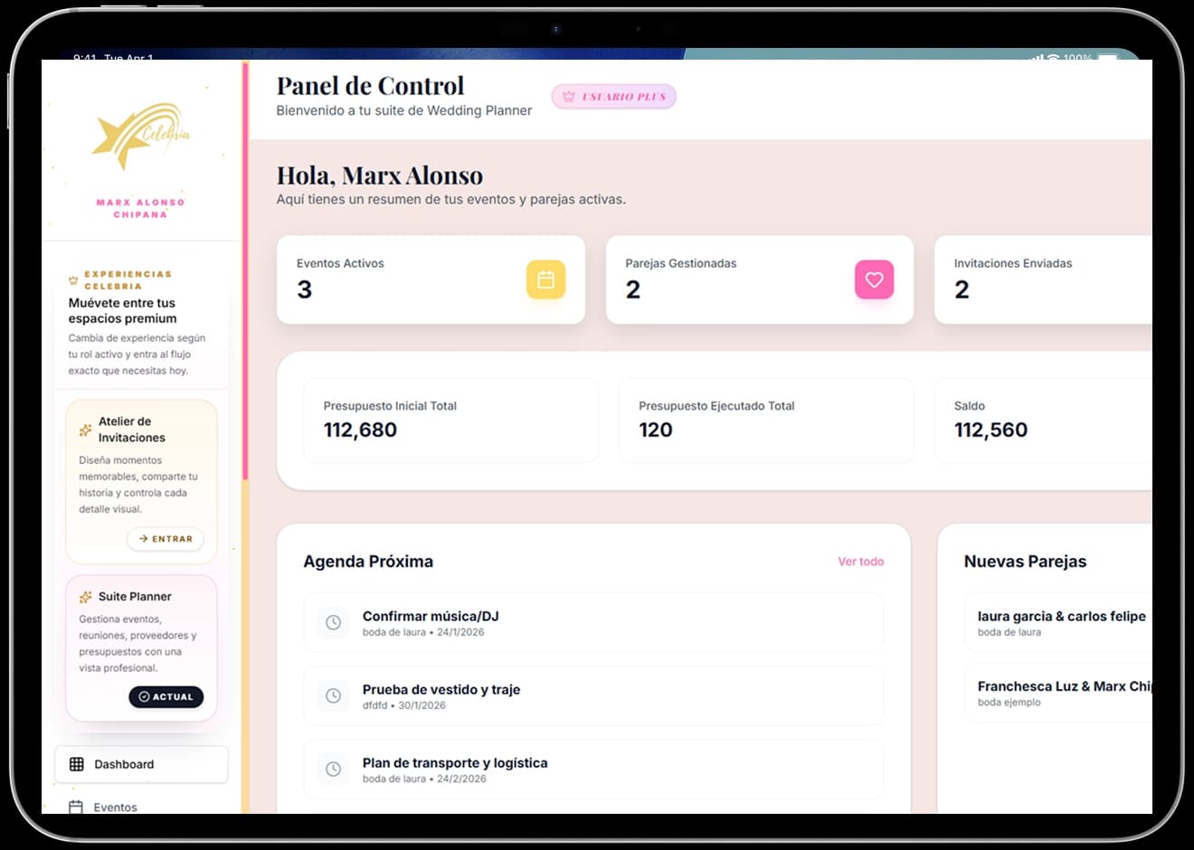 Celebria Wedding Planner Panel - Software de gestión
