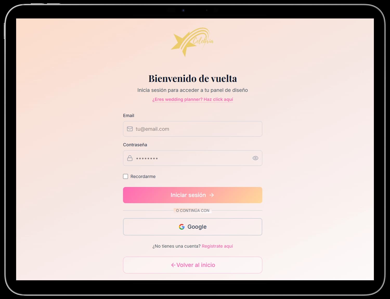 Celebria login preview